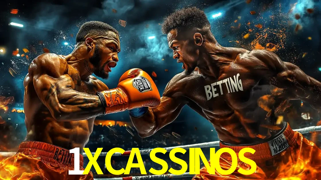 Dois boxeadores em uma luta intensa e explosiva, representando a adrenalina e as oportunidades de apostas em esportes de combate disponíveis na plataforma 1XCASSINOS.