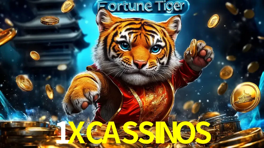 Imagem promocional do jogo de slot Fortune Tiger, com um tigre majestoso em traje tradicional cercado por uma fortuna em moedas de ouro, disponível agora no cassino 1XCASSINOS.
